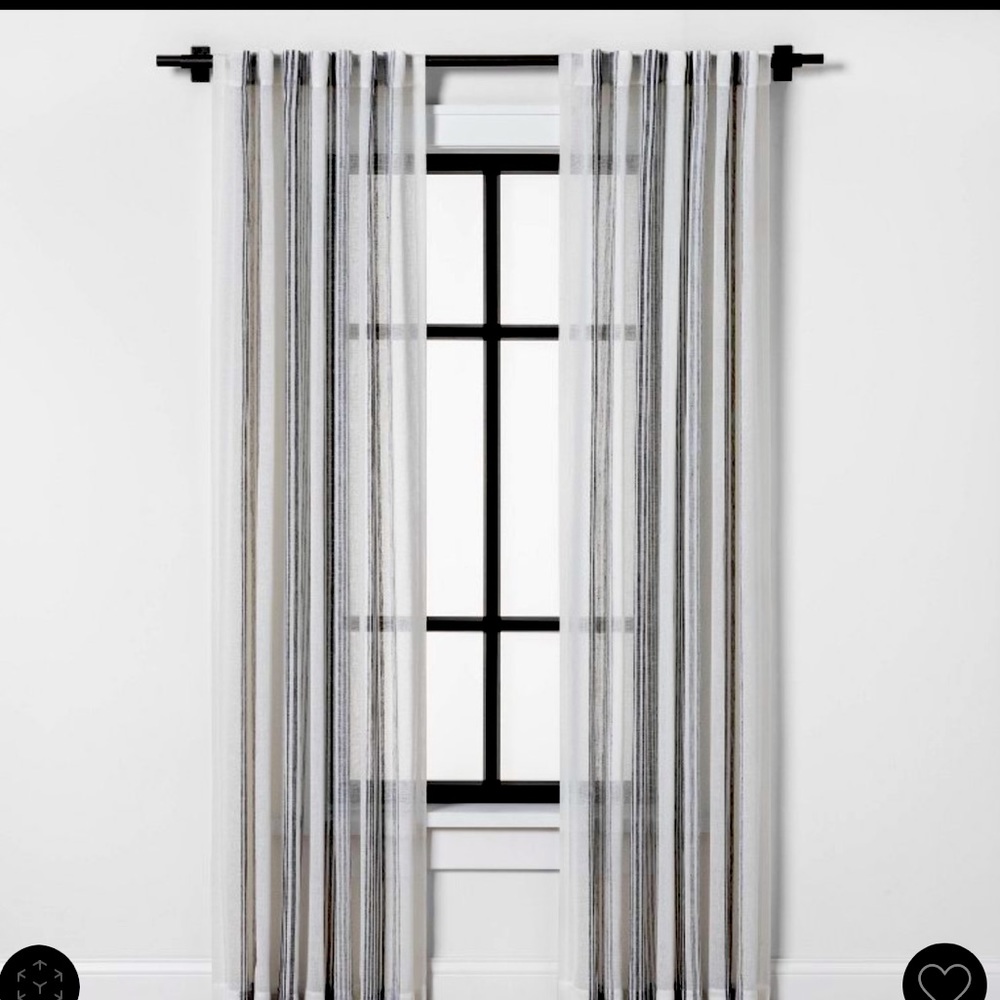 108 x 54 in Hearth and Hand Black Stripe Curtain